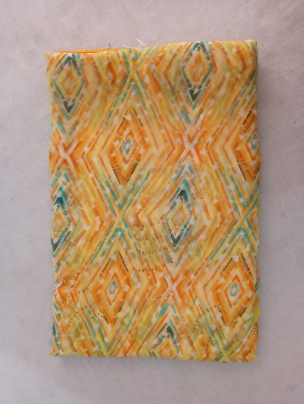 Yellow Printed Georgette Saree with Abstract Design - Image 4