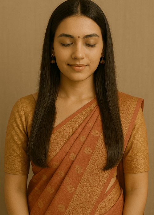 a girl with Straight Open Hair with Middle Parting hair design